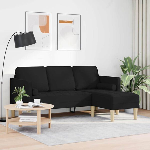 vidaXL Sofa Set mit Kissen Schwarz 173 x 131 x 67 cm Polyester
