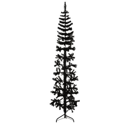 vidaXL Künstlicher Halb-Weihnachtsbaum Ständer Schlank Schwarz 180 cm