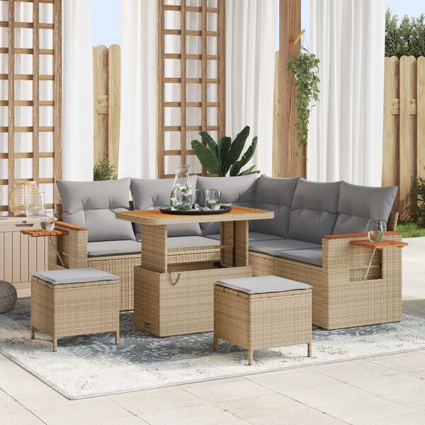 vidaXL Garten-Sofa-Set mit Kissen 8 pcs Beige und Hellgrau
