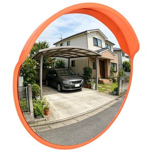 vidaXL Verkehrsspiegel Konvex PC-Kunststoff Orange 60 cm Outdoor