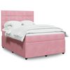 vidaXL Boxspringbett mit Matratze Rosa 140x200 cm Samt