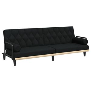 vidaXL Schlafsofa mit Armlehnen Schwarz Stoff