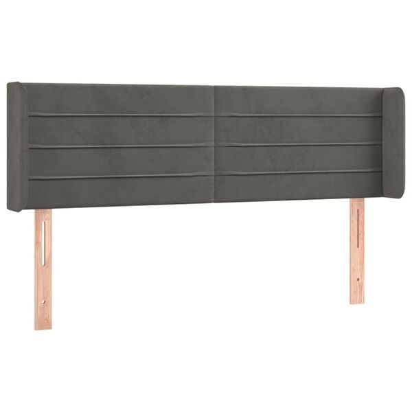 vidaXL LED Kopfteil Dunkelgrau 147x16x78/88 cm Samt