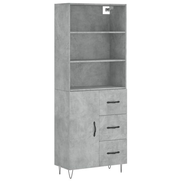 vidaXL Highboard Betongrau 69,5x34x180 cm Holzwerkstoff