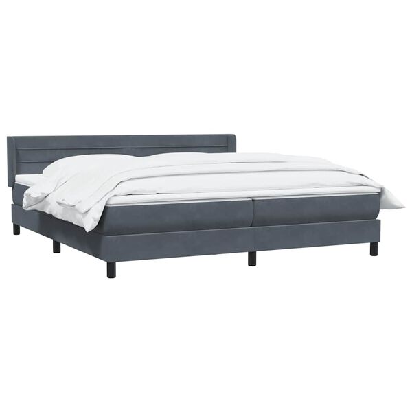 vidaXL Boxspringbett mit Matratze Dunkelgrau 180x220 cm Samt
