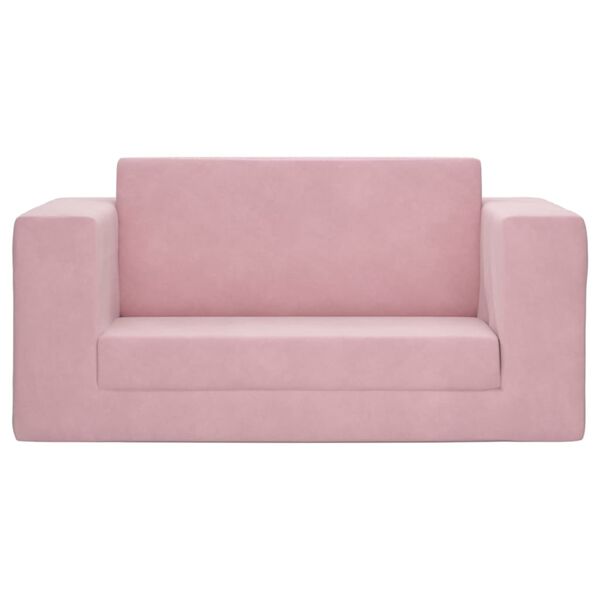 vidaXL Kinder-Schlafsofa 2-Sitzer Rosa Weicher Pl&uuml;sch