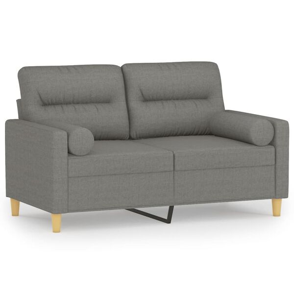 vidaXL 2-Sitzer-Sofa mit Kissen Dunkelgrau 120 cm Stoff