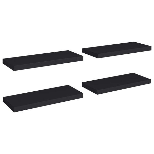 vidaXL Schweberegale 4 Stk. Schwarz 60x23,5x3,8cm MDF