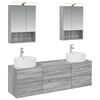 vidaXL Badezimmerm&ouml;bel-Set 5 pcs Grau Sonoma Ingenieurholz und Glas