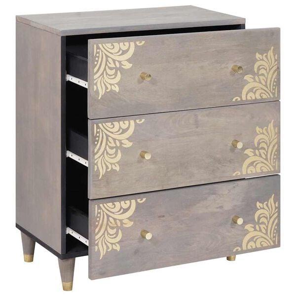 vidaXL Sideboard Grau und Gold 60 x 33 x 75 cm Massivholz Mango