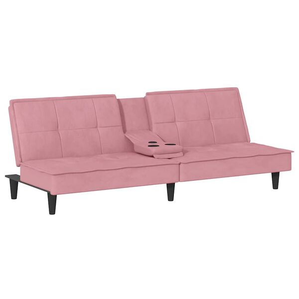 vidaXL Schlafsofa mit Getr&auml;nkehaltern Rosa Samt