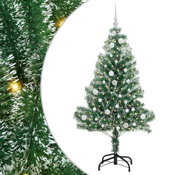vidaXL K&uuml;nstlicher Weihnachtsbaum beschneit mit LED Licht 150 cm