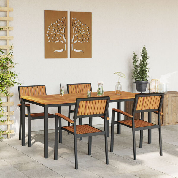 vidaXL Garten Essgruppe 5 pcs Schwarz Massivholz Akazie