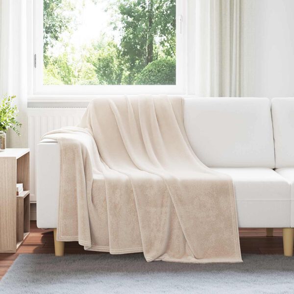 vidaXL &Uuml;berwurfdecke Beige 150 x 200 cm Fleece