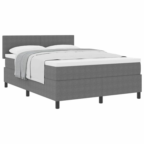 vidaXL Boxspringbett Hellgrau und Weiß 203 x 160 x 88 cm Cordstoff
