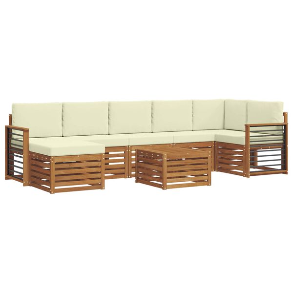 vidaXL Sofagarnituren 8 pcs Natur und Creme Massivholz Akazie