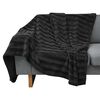vidaXL Decke und Wurfkissen Gestreift Schwarz 200 x 150 cm Polyester