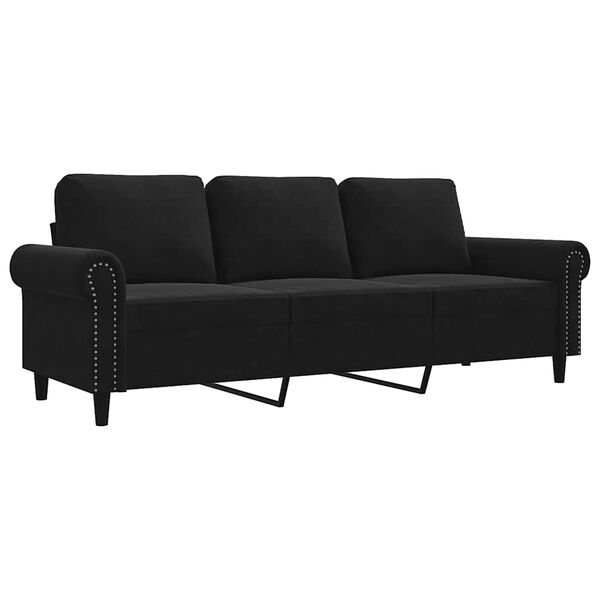 vidaXL 3-Sitzer-Sofa Schwarz 180 cm Samt