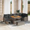 vidaXL Garten-Sofa-Set mit Kissen mit Speicher mit Kissen 9 pcs Grau