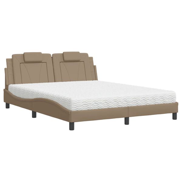vidaXL Bett "Viana" mit Matratze Cappuccino-Braun 160x200 cm Kunstleder