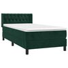 vidaXL Boxspringbett mit Matratze Dunkelgr&uuml;n 100x200 cm Samt