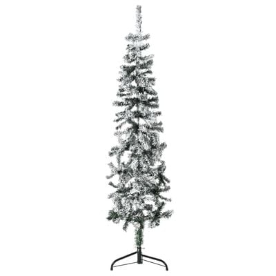 vidaXL Künstlicher Halb-Weihnachtsbaum mit Schnee Schlank 120 cm