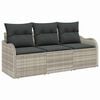 vidaXL Garten-Sofa-Set 3 Stk. Hellgrau Poly Rattan