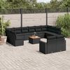 vidaXL 13-tlg. Garten-Sofagarnitur mit Kissen Schwarz Poly Rattan