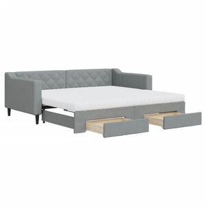 vidaXL Tagesbett Ausziehbar mit Schubladen Hellgrau 90x190 cm Stoff