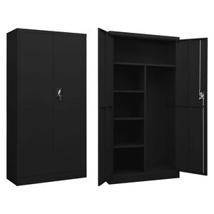 vidaXL Schließfachschrank Schwarz 90x40x180 cm Stahl