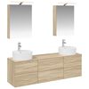 vidaXL Badezimmerm&ouml;bel-Set 5 pcs Sonoma-Eiche Ingenieurholz und Glas