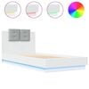 vidaXL Bettgestell mit Kopfteil und LED-Leuchten Wei&szlig; 90x200 cm