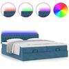 vidaXL Ottoman-Bett mit Matratzen & LED Dunkelblau 200x200 cm Samt