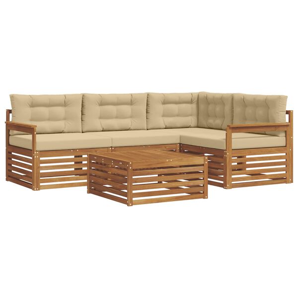 vidaXL Outdoor-Sofagarnitur mit Kissen 5 pcs Natur und Beige