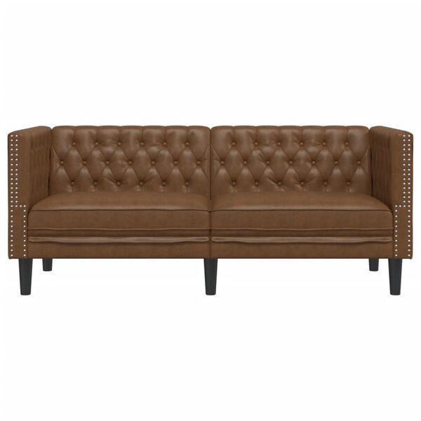 vidaXL Chesterfield-Sofa 2-Sitzer Braun Kunstleder