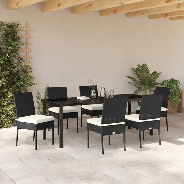 vidaXL Garten Essgruppe 7 pcs Schwarz Pulverbeschichteter Stahl