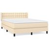 vidaXL Boxspringbett mit Matratze Creme 140x190 cm Stoff