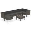 vidaXL 8-tlg. Garten-Lounge-Set mit Auflagen Poly Rattan Grau