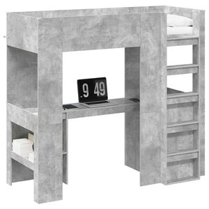 vidaXL Etagenbettgestell mit Schreibtisch Beton Grau 75 x 190 cm