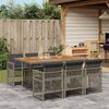 vidaXL 7-tlg. Garten-Essgruppe mit Kissen Grau Poly Rattan