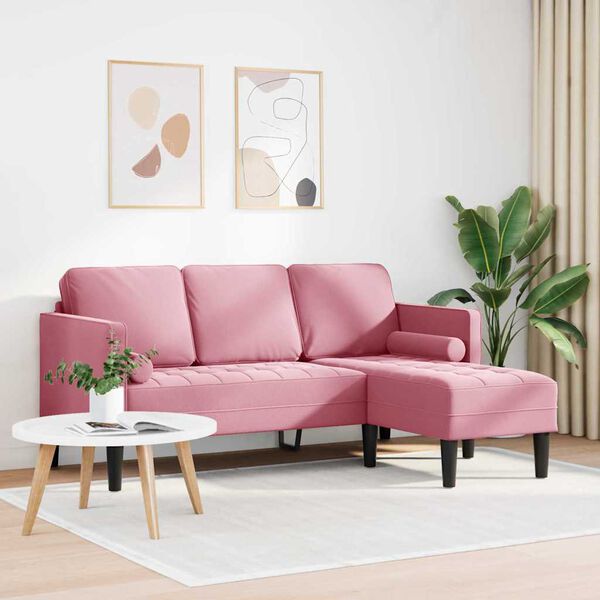 vidaXL Sofa Set mit Kissen Rosa Polyester