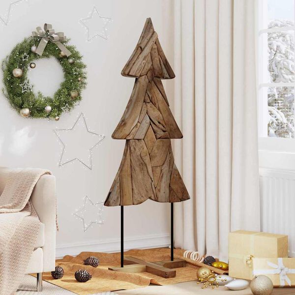 vidaXL Weihnachtsbaum mit St&auml;nder Braun 151 cm Massivholz Teak