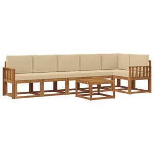 vidaXL Outdoor-Sofagarnitur mit Kissen 7 pcs Natur und Beige