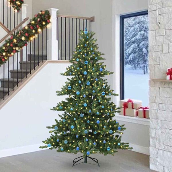vidaXL Künstlicher klappbarer Weihnachtsbaum mit 300 LEDs 240 cm PVC