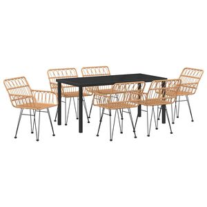 vidaXL Garten Essgruppe 7 pcs Braun Pulverbeschichteter Stahl