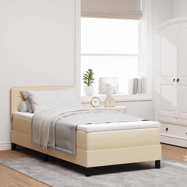 vidaXL Boxspringbett mit Matratze Creme 100 x 200 cm Stoff