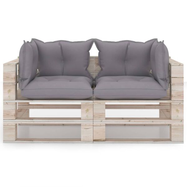 vidaXL Garten-Palettensofa 2-Sitzer mit Kissen Kiefernholz