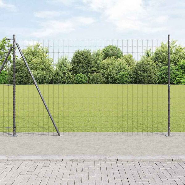 vidaXL Zaun mit Pfosten Grau 1,5 x 10 m Stahl und PVC