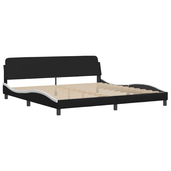 vidaXL Bett "Viana" mit Matratze Schwarz und Wei&szlig; 200x200 cm Kunstleder
