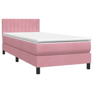 vidaXL Boxspringbett mit Matratze Rosa 100x220 cm Samt